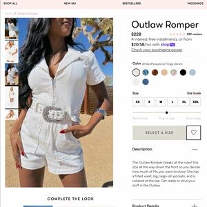 Show me your MUMU white rhinestoned romper